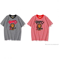 Hypeyourbeast BAPE Baby Milo Rock Bass Player Striped Tee Shirt 'RED' Clothes 11 Hypeyourbeast BAPE Baby Milo Rock Bass Player Striped Tee Shirt 'RED' Clothes