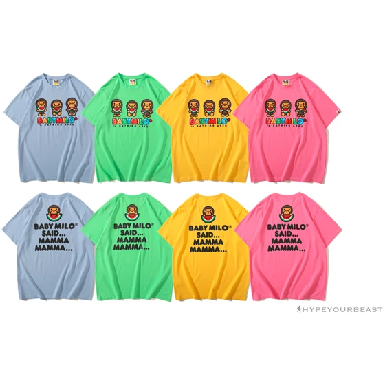 Hypeyourbeast Clothes BAPE Baby Milo Watermelon Little Monkey Tee Shirt 'BLUE' 9 Hypeyourbeast Clothes BAPE Baby Milo Watermelon Little Monkey Tee Shirt 'BLUE'