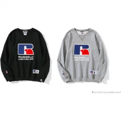 Hypeyourbeast BAPE X RUSSELL ATHLETIC Joint Pullover Long Sleeve Shirt 'GREY'
