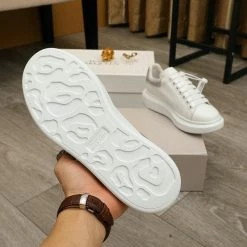 Hypeyourbeast Alexander McQueen White / Grey Suede Heel Lace Up Sneakers