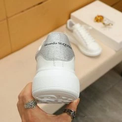 Hypeyourbeast Alexander McQueen White / Grey Suede Heel Lace Up Sneakers