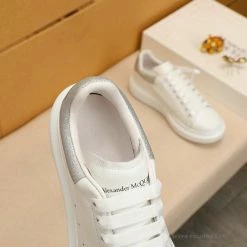 Hypeyourbeast Alexander McQueen White / Grey Suede Heel Lace Up Sneakers