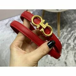 Hypeyourbeast Belts SFG Women's Double G Leather Light Red Belt