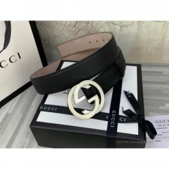 Hypeyourbeast Belts GG Men's Black Belt Silver Buckle