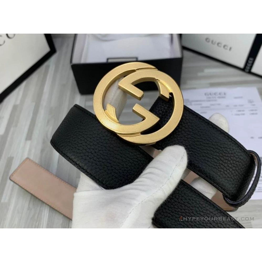 Hypeyourbeast Belts GG Men's Black Belt Gold Buckle 1 Hypeyourbeast Belts GG Men's Black Belt Gold Buckle