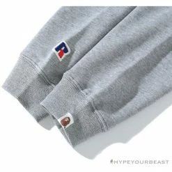 Hypeyourbeast BAPE X RUSSELL ATHLETIC Joint Pullover Long Sleeve Shirt 'GREY'