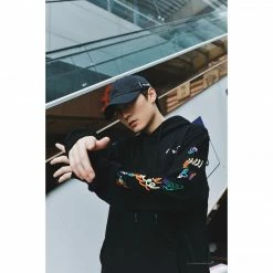 HypeYourBeast Off White Hoodie Embroidered Black Hoodies & Jackets