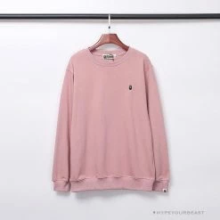 Hypeyourbeast BAPE Classic Ape Head Embroidered Long Sleeve Shirt 'PINK' Clothes