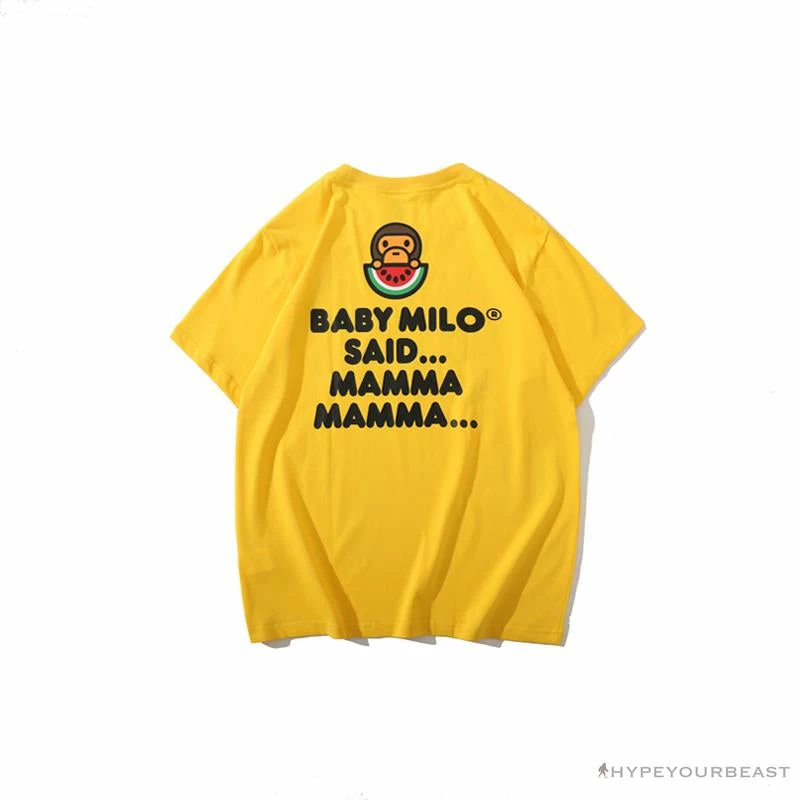 Hypeyourbeast BAPE Baby Milo Watermelon Little Monkey Tee Shirt 'YELLOW' Clothes 2 Hypeyourbeast BAPE Baby Milo Watermelon Little Monkey Tee Shirt 'YELLOW' Clothes