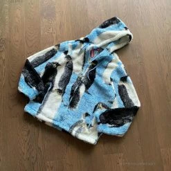 HypeYourBeast Supreme Penguins Hooded Fleece Jacket Blue Hoodies & Jackets