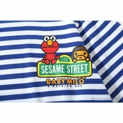 Hypeyourbeast Clothes BAPE Baby Milo Sesame Street Striped Tee Shirt 'BLUE' 25 Hypeyourbeast Clothes BAPE Baby Milo Sesame Street Striped Tee Shirt 'BLUE'
