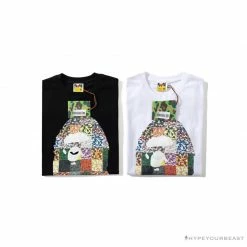 Hypeyourbeast BAPE Ape Man Head 28th Anniversary Camouflage Color Block Tee Shirt 'BLACK' Clothes