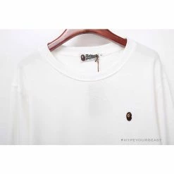 Hypeyourbeast BAPE Classic Ape Head Embroidered Long Sleeve Shirt 'WHITE' Clothes