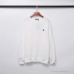 Hypeyourbeast BAPE Classic Ape Head Embroidered Long Sleeve Shirt 'WHITE' Clothes