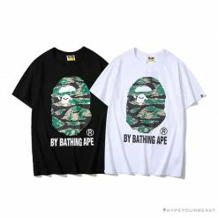 Hypeyourbeast Clothes BAPE Tiger Pattern Camouflage Ape Man Initial Print Tee Shirt 'BLACK'