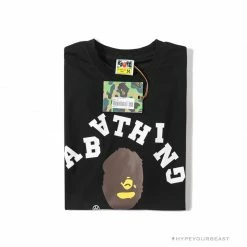 Hypeyourbeast BAPE Messy Letters Upside Down Little Ape Head Tee Shirt 'BLACK'