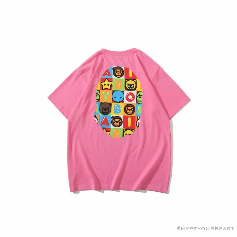Hypeyourbeast Clothes BAPE Baby Milo Color Square Ape Head Tee Shirt 'PINK' 2 Hypeyourbeast Clothes BAPE Baby Milo Color Square Ape Head Tee Shirt 'PINK'