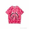 Hypeyourbeast BAPE Pink Camouflage Shark Head Fake Zipper Tee Shirt