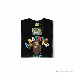 Hypeyourbeast BAPE Baby Milo Color Letter Monkey Tee Shirt 'BLACK' 33 Hypeyourbeast BAPE Baby Milo Color Letter Monkey Tee Shirt 'BLACK'