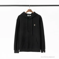 Hypeyourbeast BAPE Classic Ape Head Embroidered Standard Cotton Terry Hoodie 'BLACK' Clothes