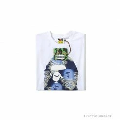 Hypeyourbeast BAPE Blue Ape Head Green Storm Tee Shirt 'WHITE' Clothes