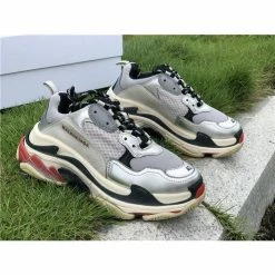 Hypeyourbeast Balenciaga BCG Triple S Sneakers Silver Grey Red