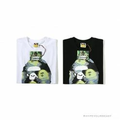 Hypeyourbeast BAPE Green Ape Head Blue Storm Tee Shirt 'WHITE' Clothes
