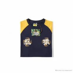 Hypeyourbeast Clothes BAPE Japanese Ninja Ape Man Raglan Sleeve Color Block Tee Shirt 'YELLOW'