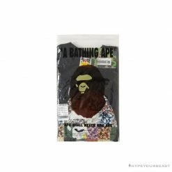 Hypeyourbeast BAPE Ape Man Head 28th Anniversary Camouflage Color Block Tee Shirt 'BLACK' Clothes
