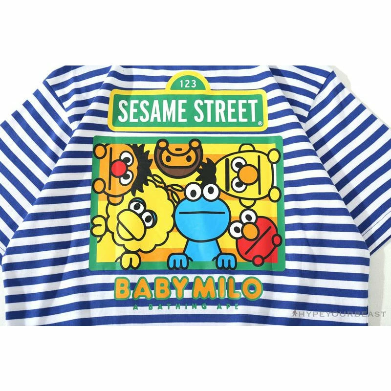 Hypeyourbeast Clothes BAPE Baby Milo Sesame Street Striped Tee Shirt 'BLUE' 9 Hypeyourbeast Clothes BAPE Baby Milo Sesame Street Striped Tee Shirt 'BLUE'