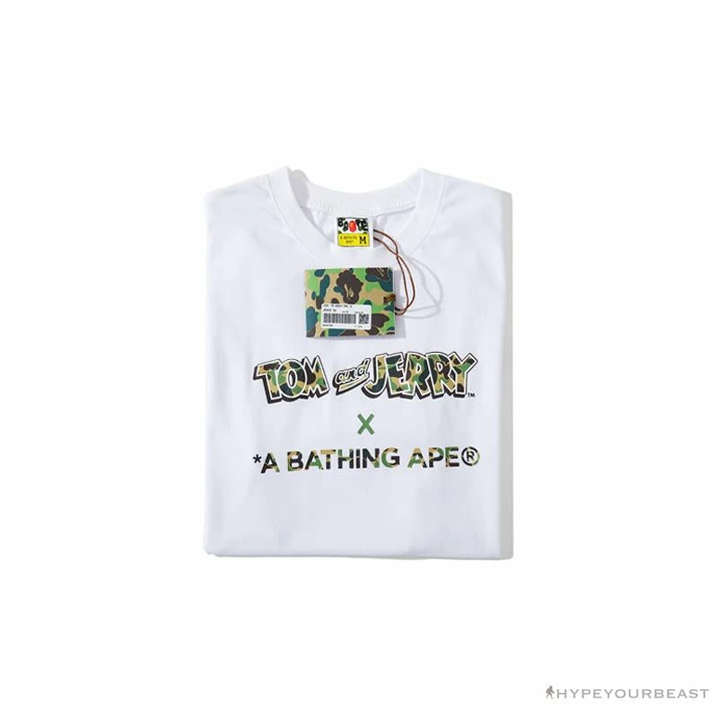 Hypeyourbeast BAPE Little Ape Head Tom And Jerry Chase Tee Shirt 'WHITE' Clothes 3 Hypeyourbeast BAPE Little Ape Head Tom And Jerry Chase Tee Shirt 'WHITE' Clothes