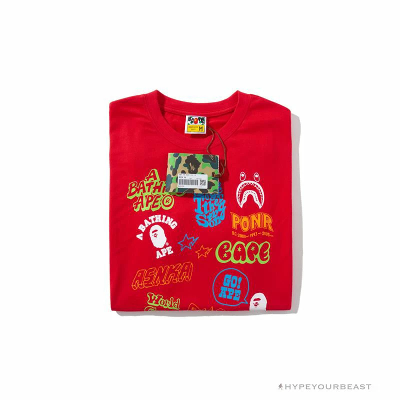 Hypeyourbeast Clothes BAPE Street Graffiti Tee Shirt 'RED' 3 Hypeyourbeast Clothes BAPE Street Graffiti Tee Shirt 'RED'