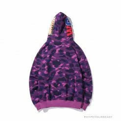 Hypeyourbeast BAPE Shark Head Classic Embroidered Camouflage Zip-Up Hoodie 'PURPLE' Clothes
