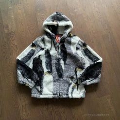 HypeYourBeast Supreme Penguins Hooded Fleece Jacket Black Hoodies & Jackets