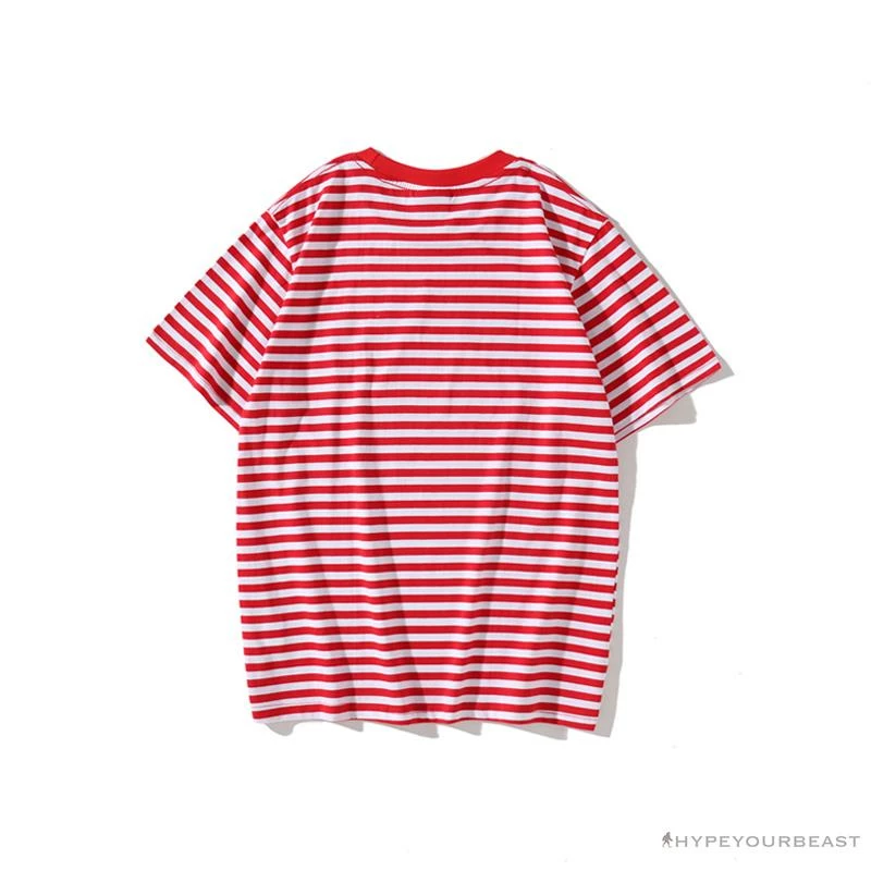 Hypeyourbeast BAPE Baby Milo Rock Bass Player Striped Tee Shirt 'RED' Clothes 2 Hypeyourbeast BAPE Baby Milo Rock Bass Player Striped Tee Shirt 'RED' Clothes
