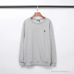 Hypeyourbeast BAPE Classic Ape Head Embroidered Long Sleeve Shirt 'GREY'