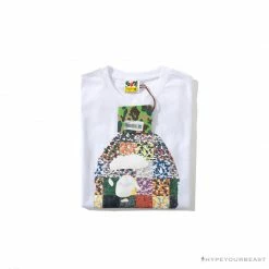 Hypeyourbeast Clothes BAPE Ape Man Head 28th Anniversary Camouflage Color Block Tee 'WHITE'