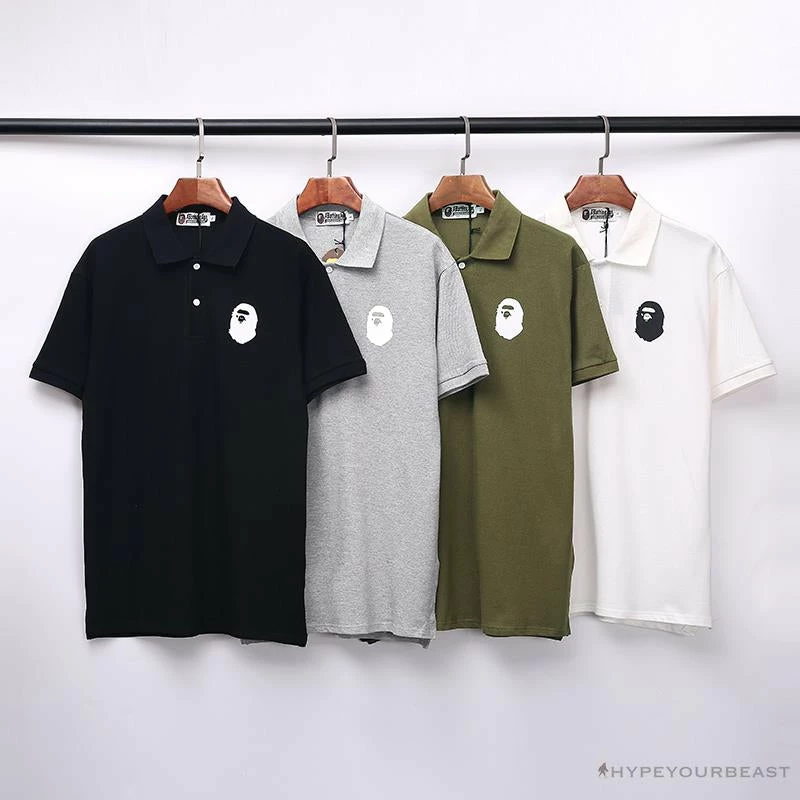 Hypeyourbeast Clothes BAPE Classic Ape Head Print Versatile Polo Shirt 'BLACK' 9 Hypeyourbeast Clothes BAPE Classic Ape Head Print Versatile Polo Shirt 'BLACK'