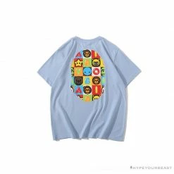 Hypeyourbeast BAPE Baby Milo Color Square Ape Head Tee Shirt 'BLUE' Clothes