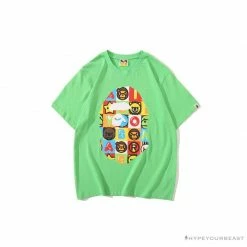 Hypeyourbeast Clothes BAPE Baby Milo Color Square Ape Head Tee Shirt 'GREEN'