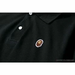 Hypeyourbeast BAPE Solid Color Versatile Embroidered Ape Head Small Badge Polo Shirt 'BLACK' Clothes 16 Hypeyourbeast BAPE Solid Color Versatile Embroidered Ape Head Small Badge Polo Shirt 'BLACK' Clothes