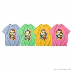 Hypeyourbeast BAPE Baby Milo Color Square Ape Head Tee Shirt 'YELLOW' Clothes
