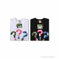 Hypeyourbeast Clothes BAPE Camouflage Three-Color Question Mark Tee Shirt 'BLACK'