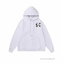 HypeYourBeast Off White Hoodie Jabba Flower - White Hoodies & Jackets