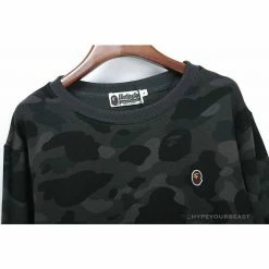 Hypeyourbeast Clothes BAPE Classic Ape Head Embroidered Camouflage Long Sleeve Shirt 'GREY'