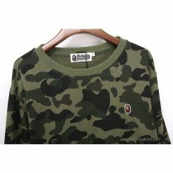 Hypeyourbeast Clothes BAPE Classic Ape Head Embroidered Camouflage Long Sleeve Shirt 'GREEN'