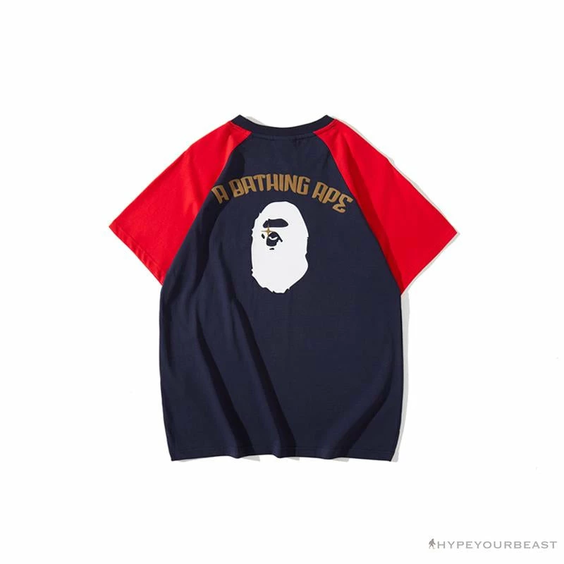 Hypeyourbeast Clothes BAPE Japanese Ninja Ape Man Raglan Sleeve Color Block Tee Shirt 'RED' 2 Hypeyourbeast Clothes BAPE Japanese Ninja Ape Man Raglan Sleeve Color Block Tee Shirt 'RED'