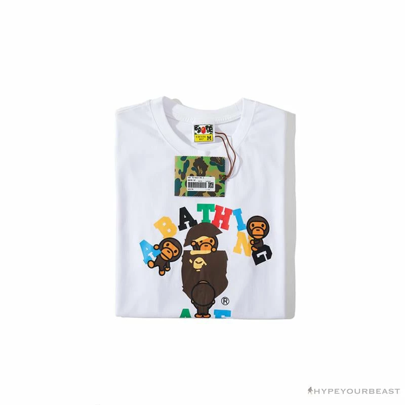 Hypeyourbeast BAPE Baby Milo Color Letter Monkey Tee Shirt 'WHITE' Clothes 3 Hypeyourbeast BAPE Baby Milo Color Letter Monkey Tee Shirt 'WHITE' Clothes