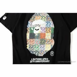 Hypeyourbeast BAPE Ape Man Head 28th Anniversary Camouflage Color Block Tee Shirt 'BLACK' Clothes