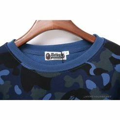 Hypeyourbeast BAPE Classic Ape Head Embroidered Camouflage Long Sleeve Shirt 'BLUE'